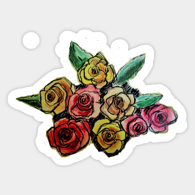 Colorful Vintage Rose Bouquet Sticker by dpenn